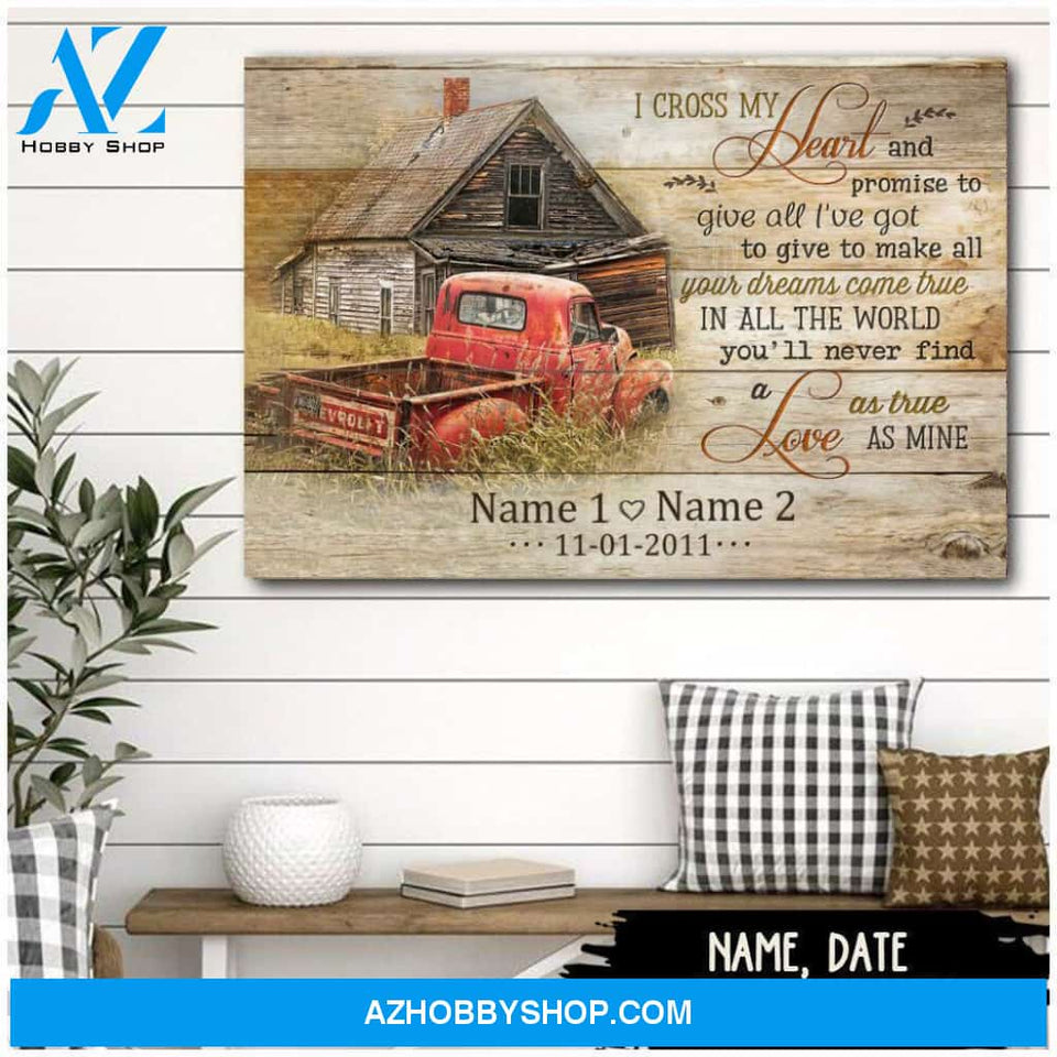 Famille Gift - Romantic Old Barn and Pickup Truck - Farmer Customized Poster & Canvas