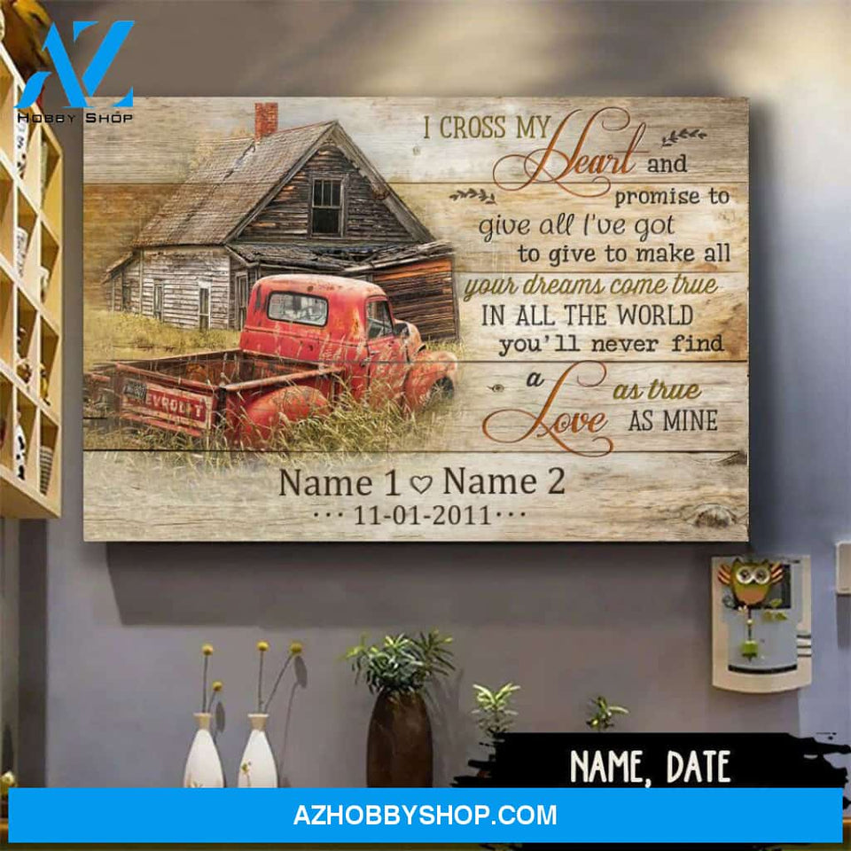 Famille Gift - Romantic Old Barn and Pickup Truck - Farmer Customized Poster & Canvas