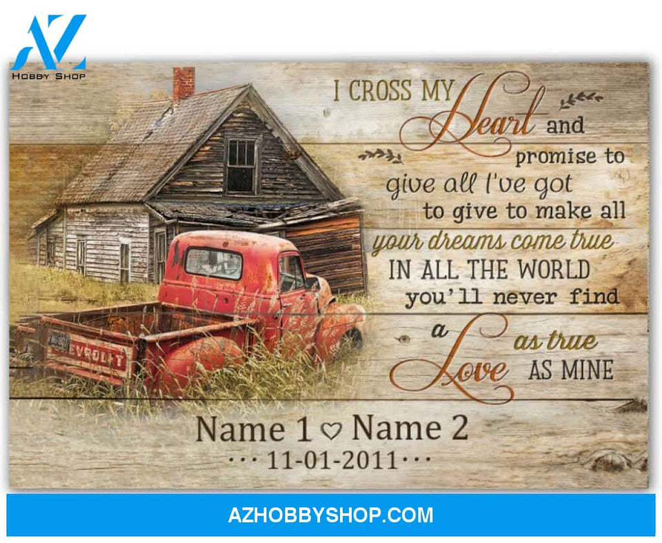 Famille Gift - Romantic Old Barn and Pickup Truck - Farmer Customized Poster & Canvas