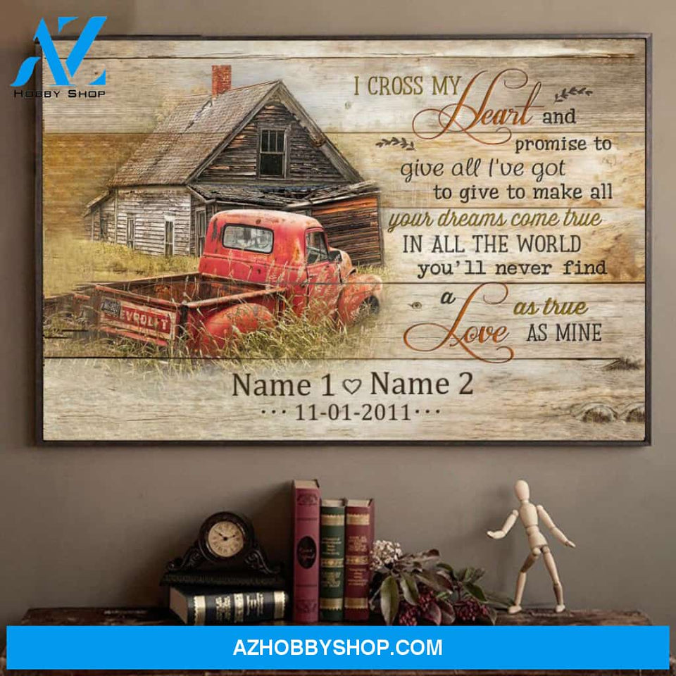 Famille Gift - Romantic Old Barn and Pickup Truck - Farmer Customized Poster & Canvas