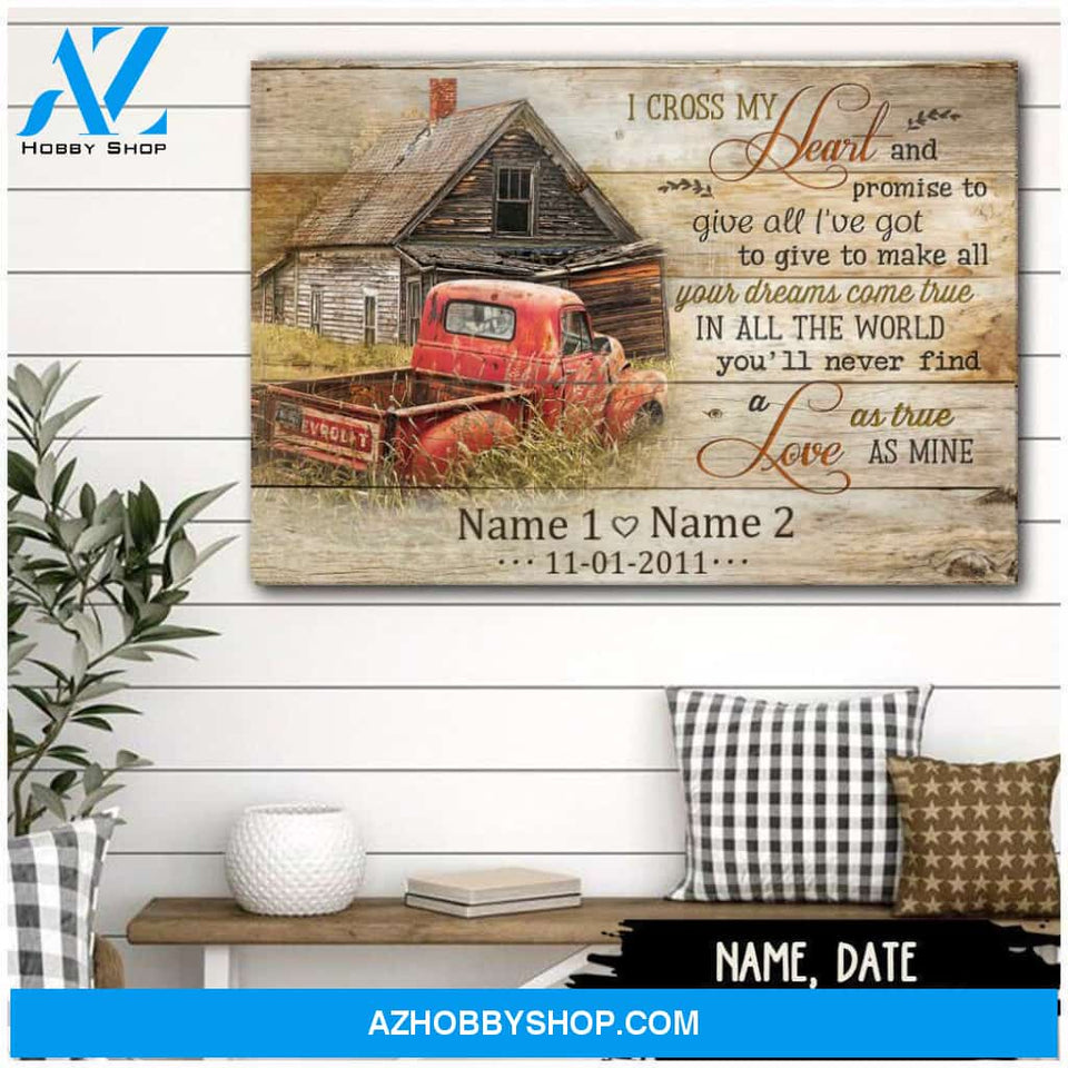 Famille Gift - Romantic Old Barn and Pickup Truck - Farmer Customized Poster & Canvas