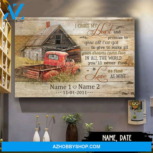 Famille Gift - Romantic Old Barn and Pickup Truck - Farmer Customized Poster & Canvas