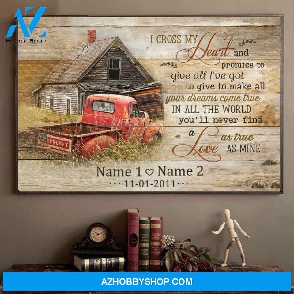Famille Gift - Romantic Old Barn and Pickup Truck - Farmer Customized Poster & Canvas