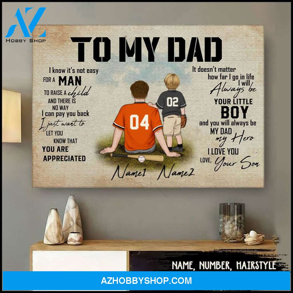 FamilleGift - Special Personalized Canvas for Baseball Father & Son-2