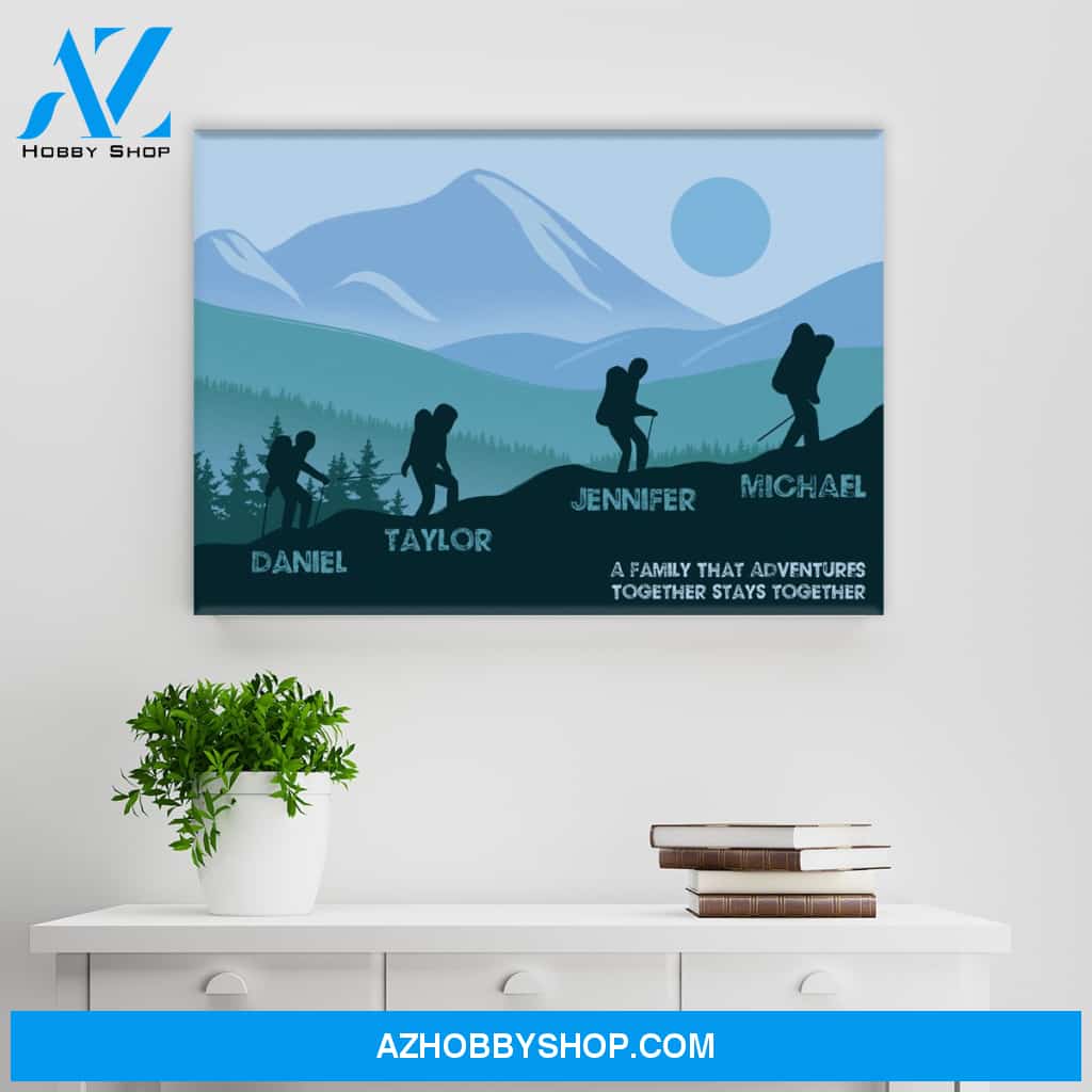 Family Adventures Blue Color Multi-Names Premium Canvas