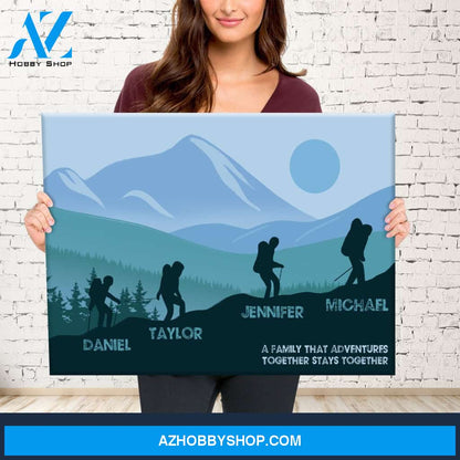 Family Adventures Blue Color Multi-Names Premium Canvas