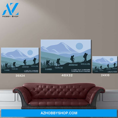 Family Adventures Blue Color Multi-Names Premium Canvas
