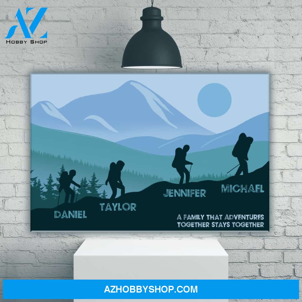Family Adventures Blue Color Multi-Names Premium Canvas