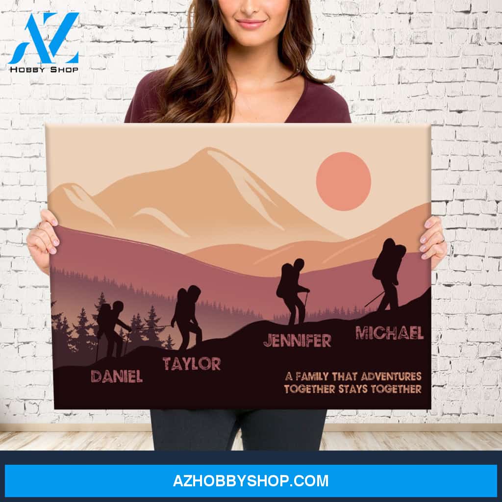 Family Adventures Brown Color Multi-Names Premium Canvas