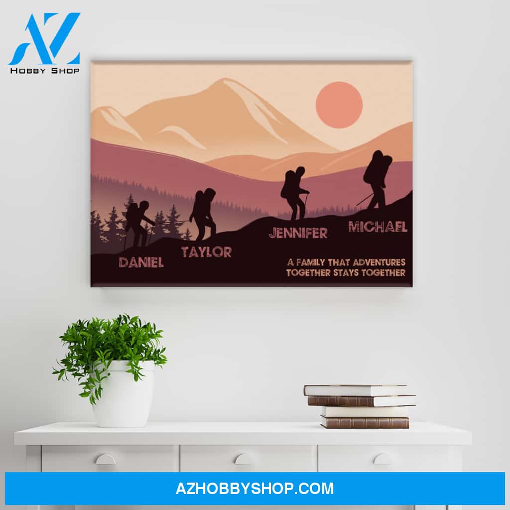 Family Adventures Brown Color Multi-Names Premium Canvas