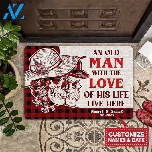 Family An Old Man With The Love Of His Life Personalized Doormat | Welcome Mat | House Warming Gift