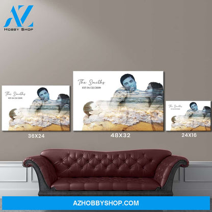 Family Blend Ocean Sunset Name Premium Canvas