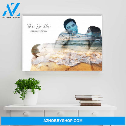 Family Blend Ocean Sunset Name Premium Canvas