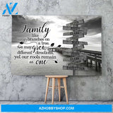 Family branches on tree ocean dock background multi names - Personalized canvas