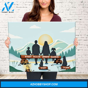 Family Camping Color Premium Canvas