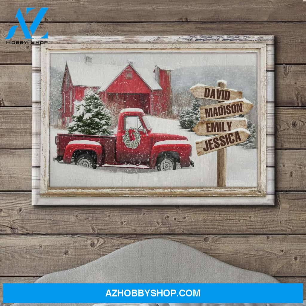 Family Christmas Decoration - Personalized Custom Name Canvas