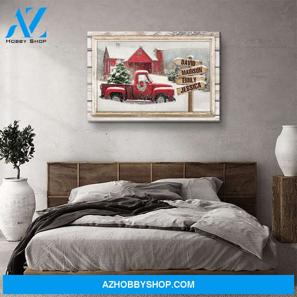 Family Christmas Decoration - Personalized Custom Name Canvas