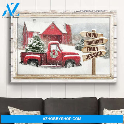 Family Christmas Decoration - Personalized Custom Name Canvas