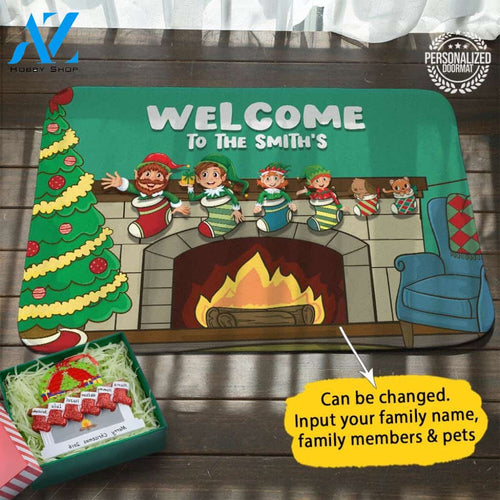 Family Christmas Personalized Doormat