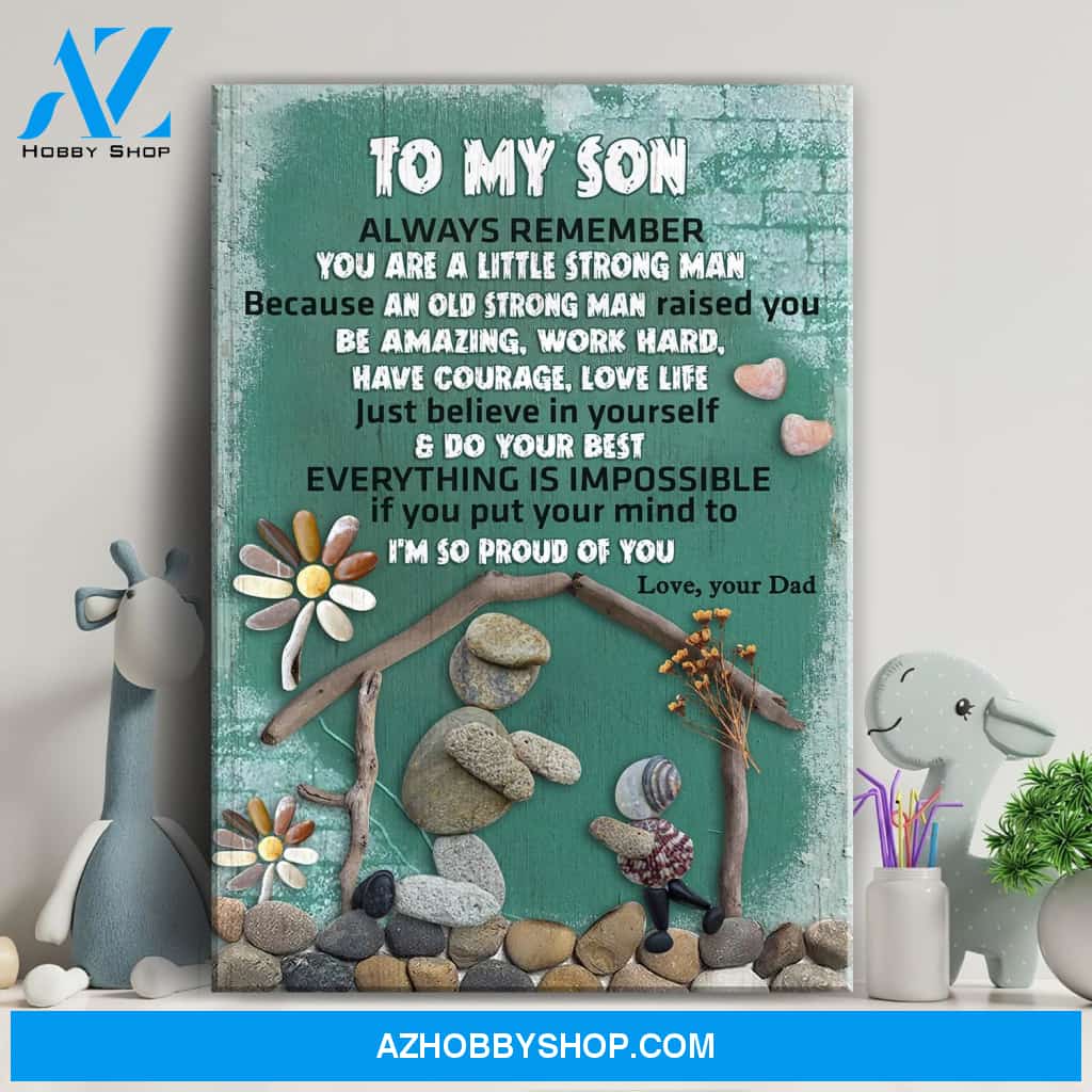 Family - Dad to son - You are a little strong man - Portrait Canvas Prints, Wall Art
