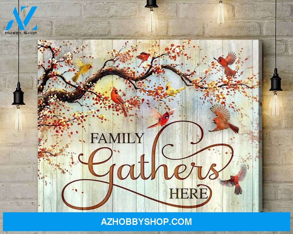 Family Gathers Here Cardinal Wall Art Canvas