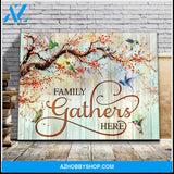 Family Gathers Here - Hummingbird Premium Wall Art Canvas