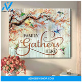 Family Gathers Here - Hummingbird Premium Wall Art Canvas