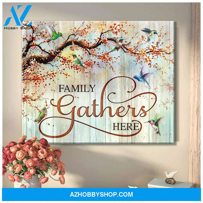 Family Gathers Here Hummingbird Wall Art Canvas