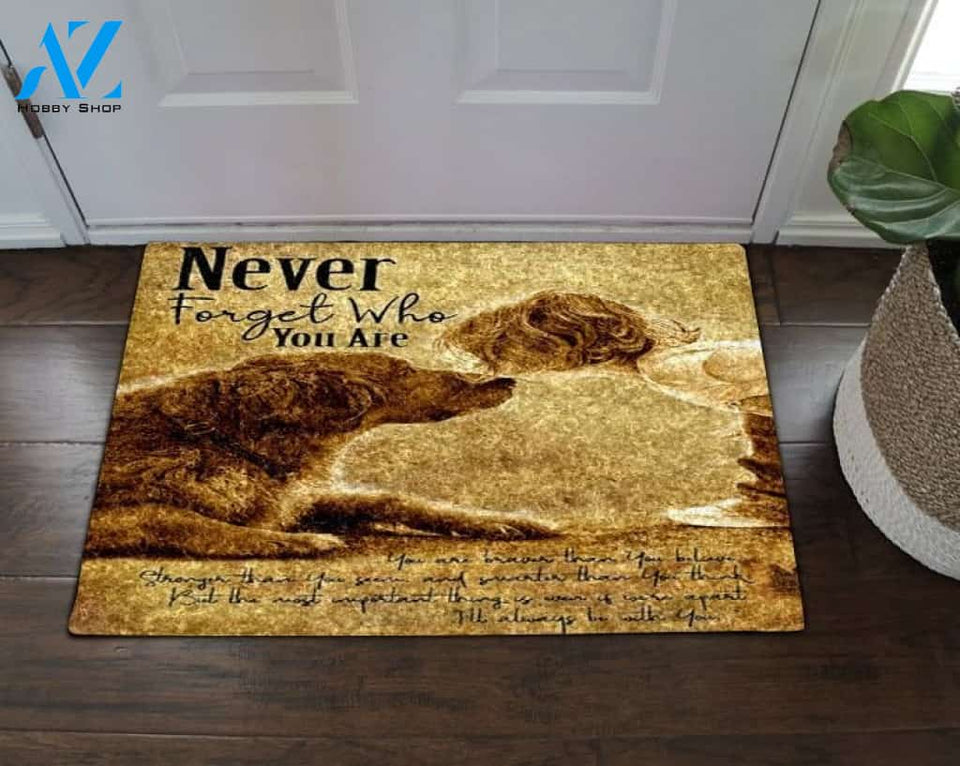 Family Golden Retriever Loved By Little Girl Doormat