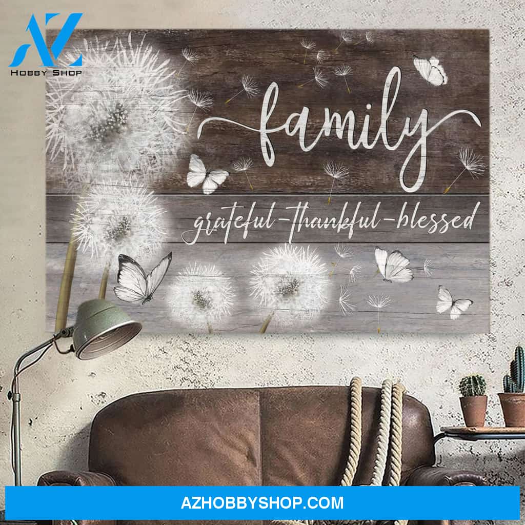 Family - Grateful Thankful Blessed - Jesus Landscape Canvas Prints - Wall Art