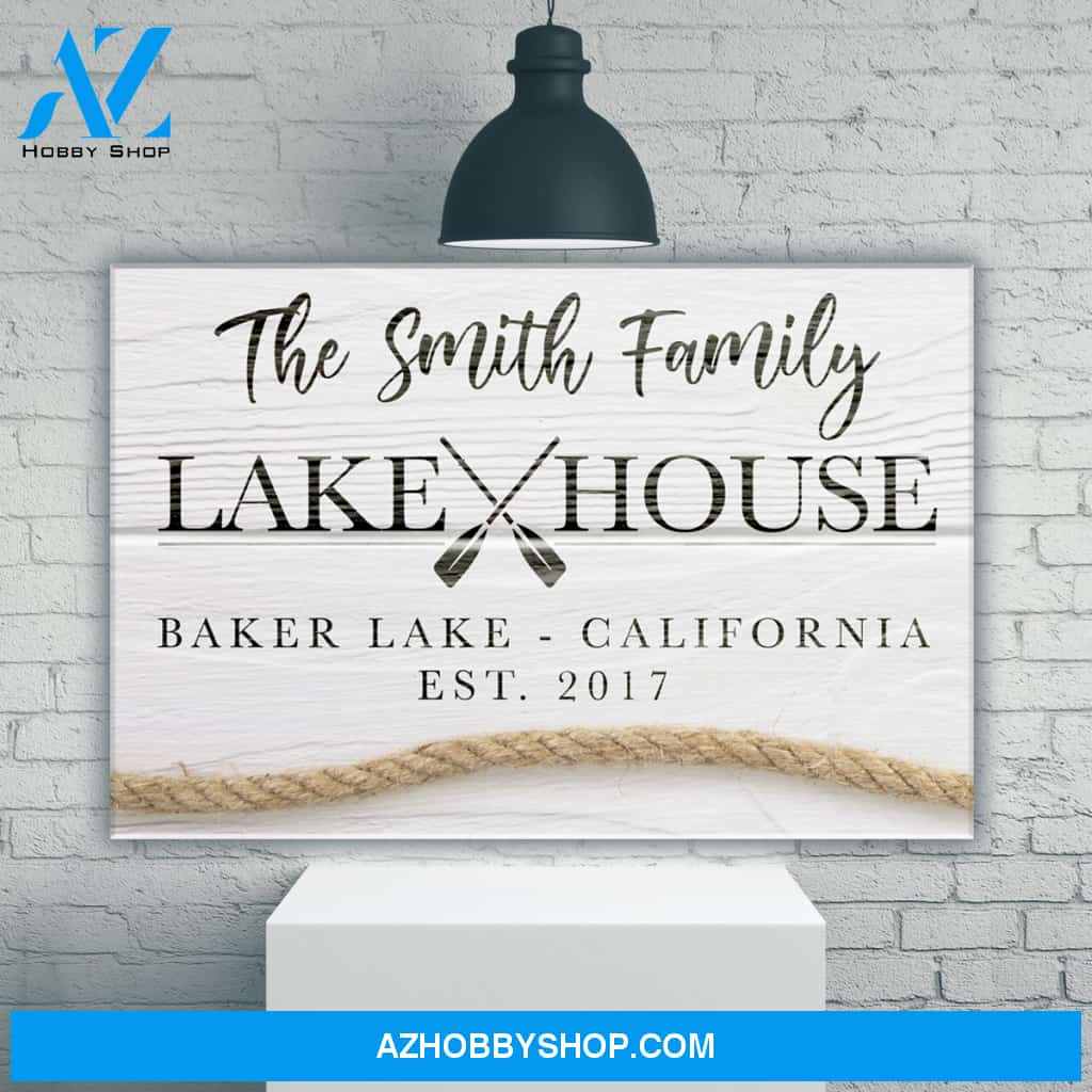 Family Lake House Sign Premium Canvas