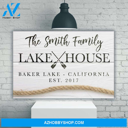 Family Lake House Sign Premium Canvas