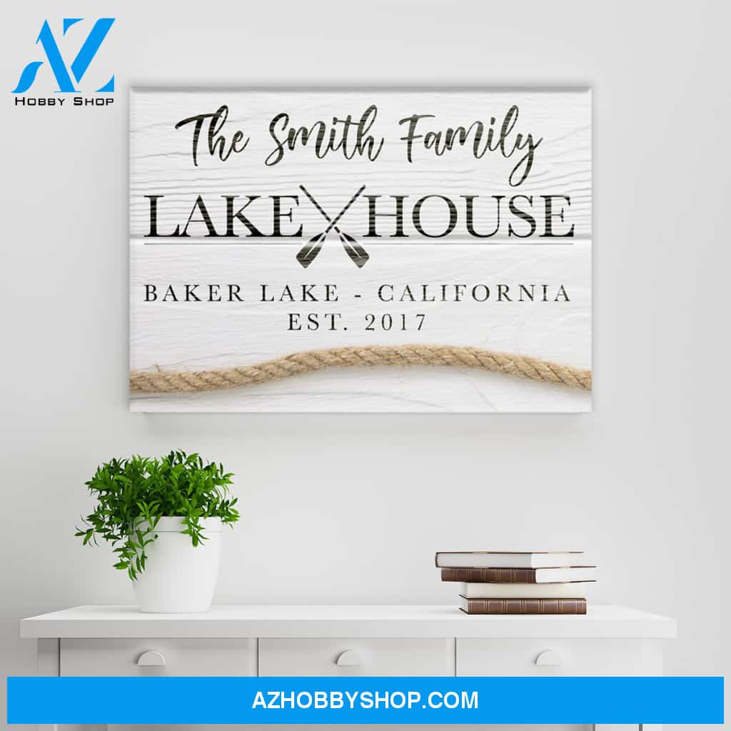 Family Lake House Sign Premium Canvas