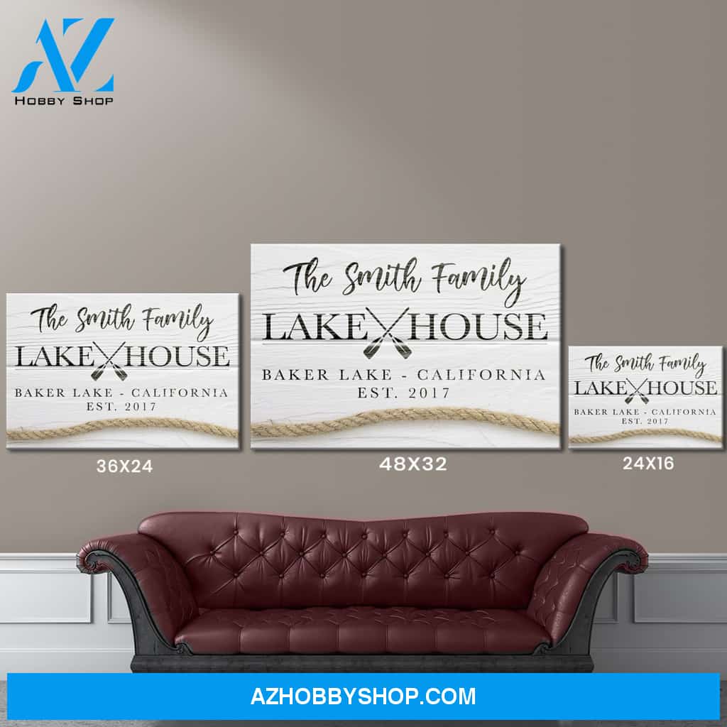 Family Lake House Sign Premium Canvas