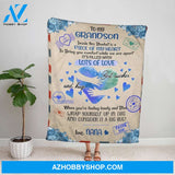 Personalized Blanket, Family Letter To My Grandson Inside This Blanket Is A Piece Of My Heart Lots Of Love Love Mail Fleece Blanket