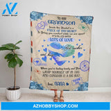 Personalized Blanket, Family Letter To My Grandson Inside This Blanket Is A Piece Of My Heart Lots Of Love Love Mail Fleece Blanket