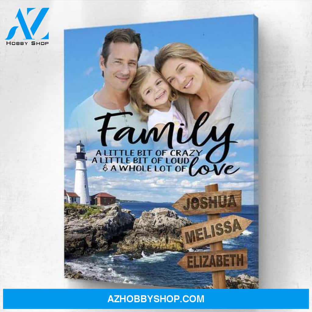 Family Love- Light the Way Traveler Sign and Personalized Photo Memorial Canvas, Canvas Wall Art Gift for Family