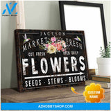 Personalized Canvas, Family Name Canvases Flowers and Hummingbird Farmhouse Canvas Wall Art