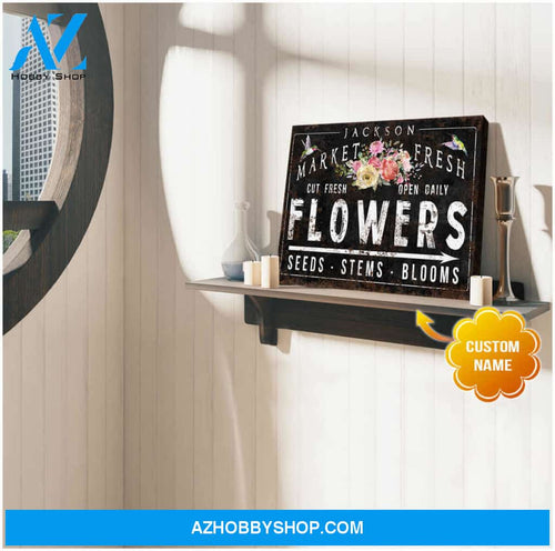 Personalized Canvas, Family Name Canvases Flowers and Hummingbird Farmhouse Canvas Wall Art