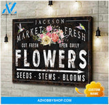 Personalized Canvas, Family Name Canvases Flowers and Hummingbird Farmhouse Canvas Wall Art