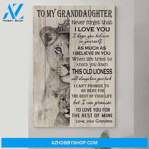 Family Panda To my granddaughter lion poster canvas GST