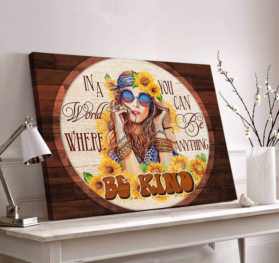 Flower Child For Daughter In The World Where You Can Be Anything Be Kind Canvas And Poster, Wall Decor Visual Art