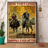 Family Riding Horse And They Lived Happily Ever After Paper Poster No Frame Matte Canvas Wall Decor
