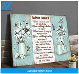 Family Rules Hummingbird Canvas Wall Art