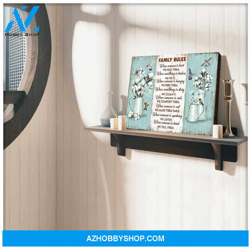 Family Rules Hummingbird Canvas Wall Art