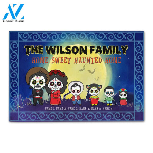 Family Sugar Skull Home sweet haunted home Custom Doormat