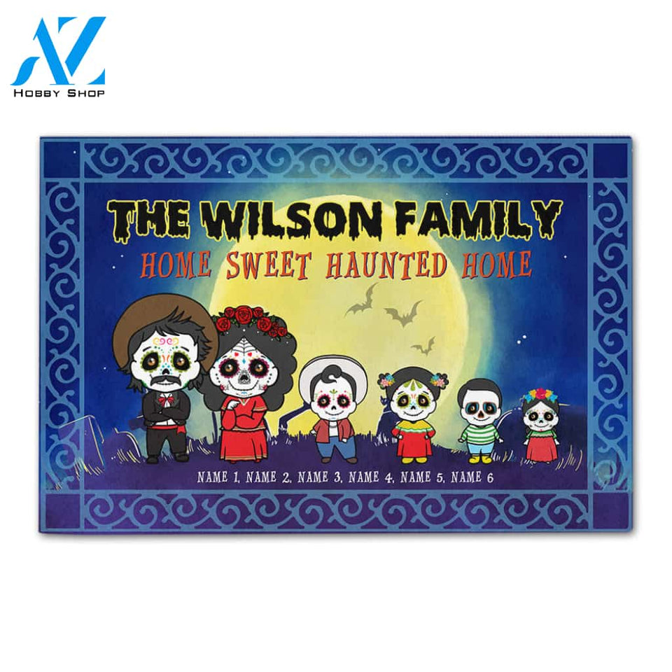Family Sugar Skull Home sweet haunted home Custom Doormat