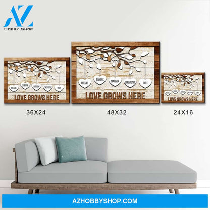 Family Tree Hearts Multi-Names Premium Canvas