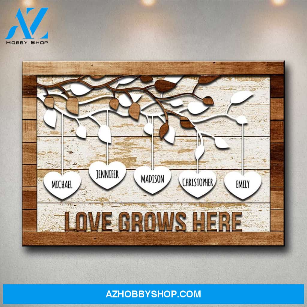 Family Tree Hearts Multi-Names Premium Canvas
