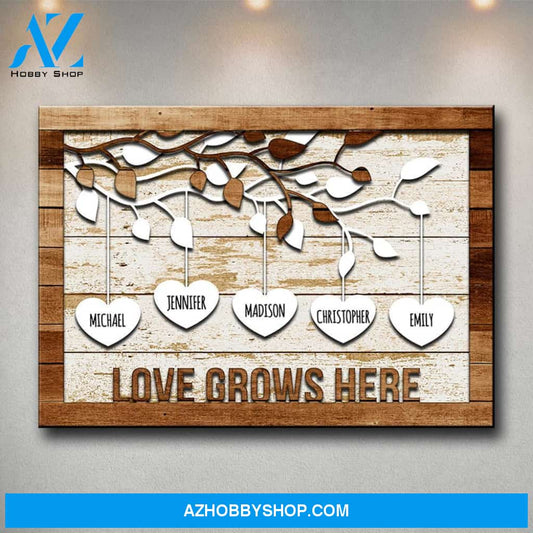 Family Tree Hearts Multi-Names Premium Canvas